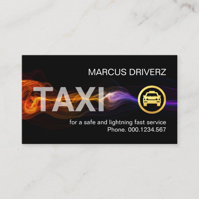 Stunning Fast Lightning Taxi Service Business Card (Front)