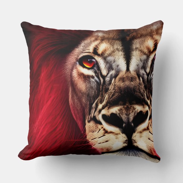 Stunning Fierce Wilderness Male Lion Cushion (Front)