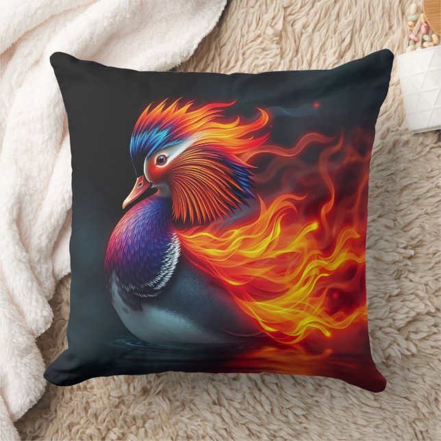 Stunning Flame-boyant Firebird Hot Mandarin Duck Cushion (Blanket)