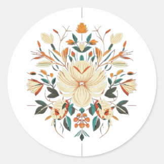 Stunning floral classic round sticker