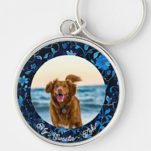 Stunning Floral Dog Photo Keepsake Keychain