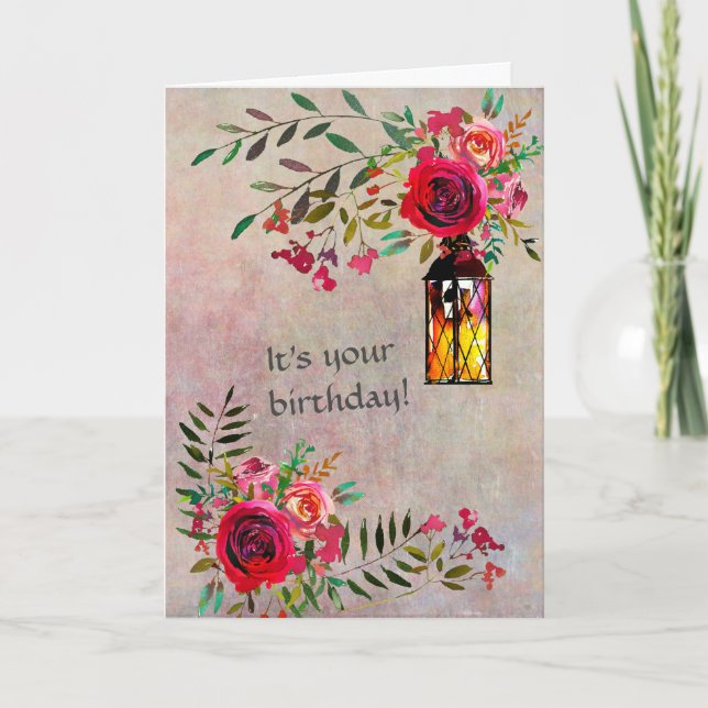 Stunning Floral Elegant Happy Birthday  Card (Front)
