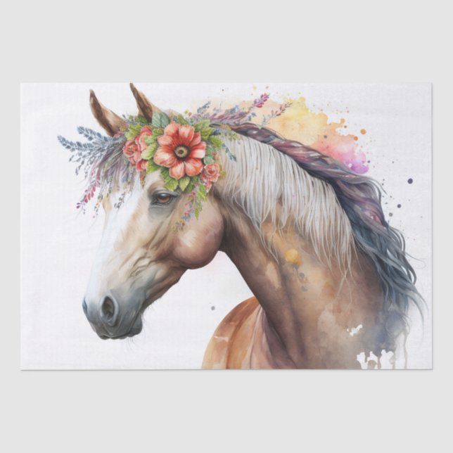 Stunning Floral Horse Tissue Paper (Front)