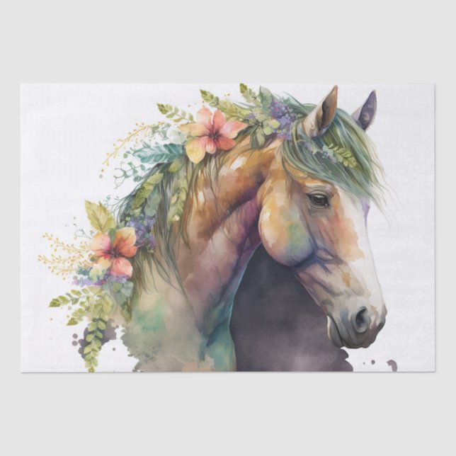 Stunning Floral Horse Tissue Paper (Front)