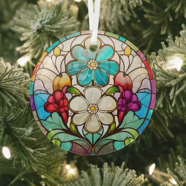 stunning floral stained glass tree decoration (Insitu)