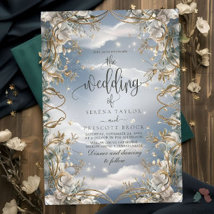 Stunning Florals accented with Golden Wedding Invitation
