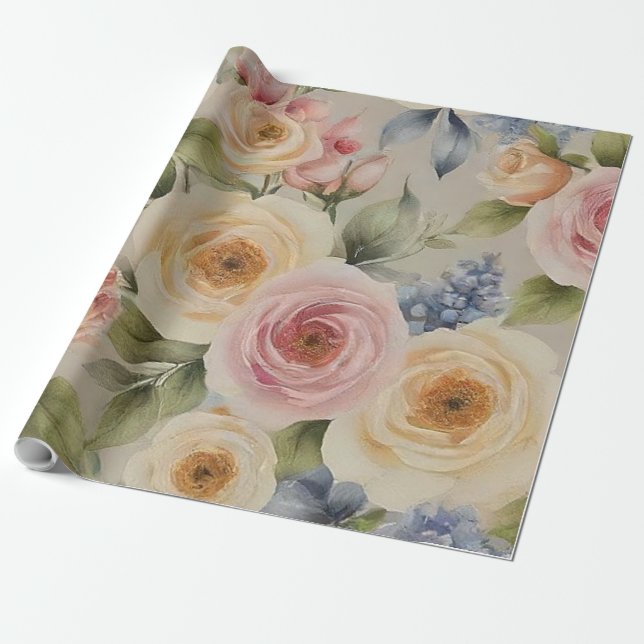 stunning flower design wrapping sheet paper (Unrolled)