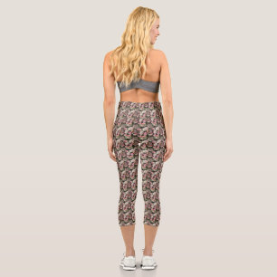  Stunning Flower Pattern  Women's Workout  Capri Leggings