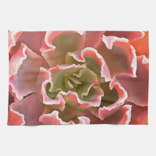Stunning Garden Succulent Pink Tones Realistic Art Tea Towel