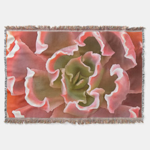 Stunning Garden Succulent Pink Tones Realistic Art Throw Blanket
