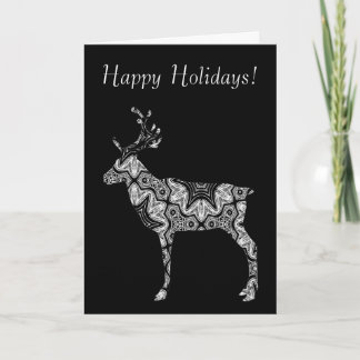 Stunning Geometric Pattern Reindeer Happy Holidays Holiday Card