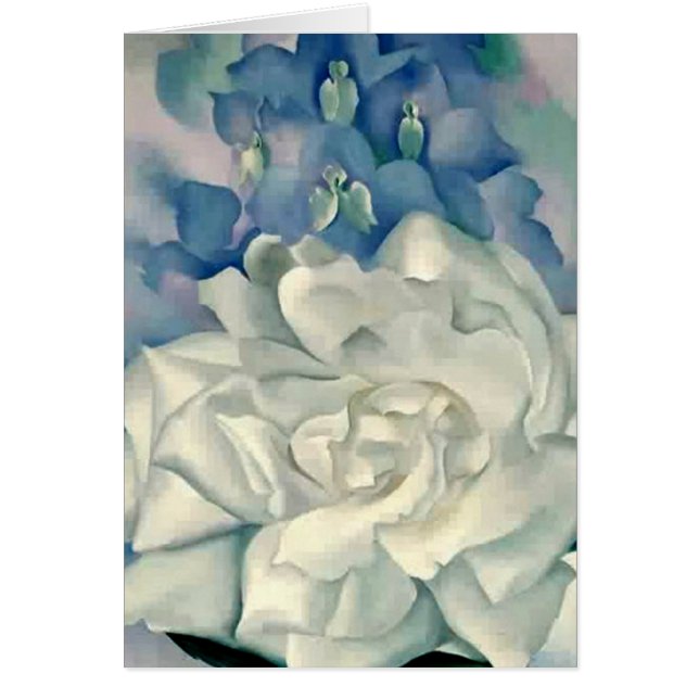 Stunning Georgia O'Keefe White Rose and Larkspur (Front)