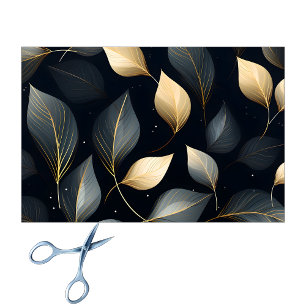 Stunning Gold and Grey Falling Leaves Tissue Paper