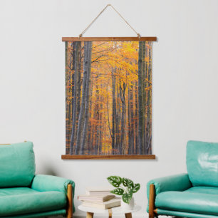 Stunning gold autumn forest hanging tapestry