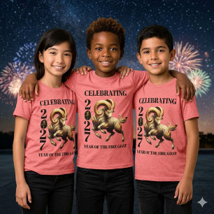 Stunning Gold Chinese Year of Fire Goat 2027 Tri-Blend Shirt