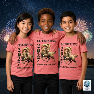 Stunning Gold Chinese Year of Fire Goat 2027 Tri-Blend Shirt