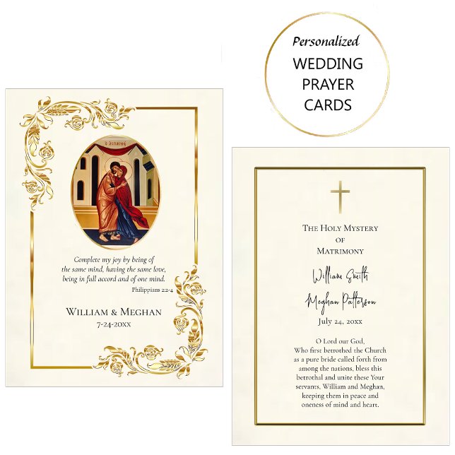 Stunning Gold Scrolls Orthodox Wedding Prayer Card (Creator Uploaded)