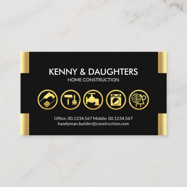 Stunning Gold Tabs Handyman Tools Business Card (Front)