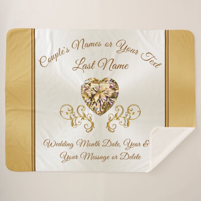 Stunning, Golden Wedding Gifts Ideas, Personalized Sherpa Blanket (Front (Horizontal))