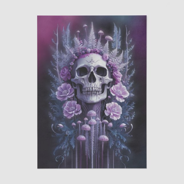Stunning Goth Skull on Plum, Midnight Macabre Tissue Paper (Front)