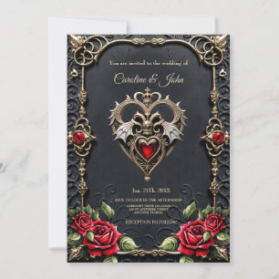 Stunning gothic heart  invitation