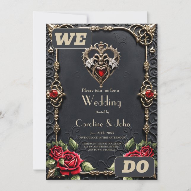 Stunning gothic heart  invitation (Front)