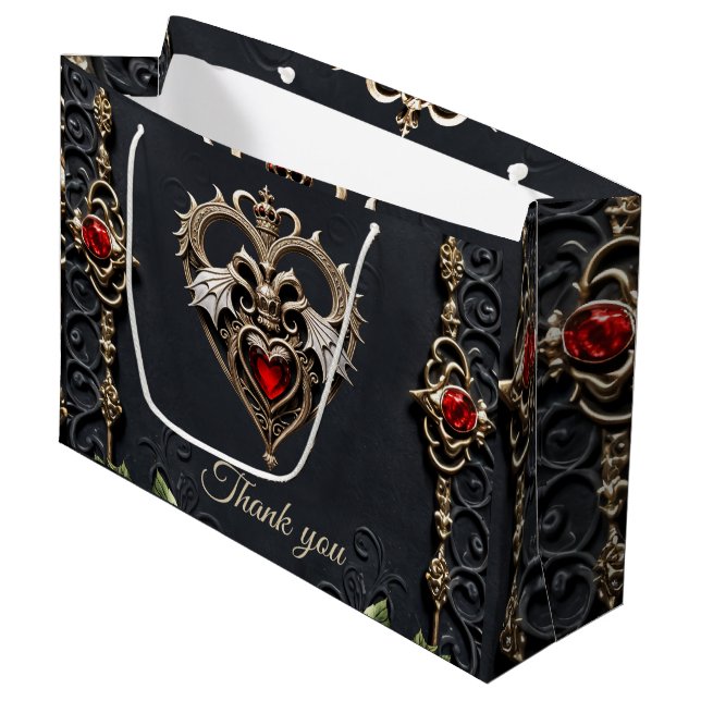 Stunning gothic heart  large gift bag (Front Angled)