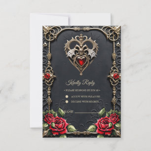 Stunning gothic heart RSVP card