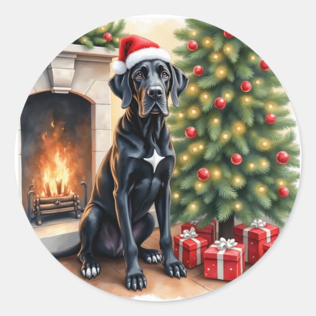 Stunning Great Dane Christmas  Classic Round Sticker (Front)