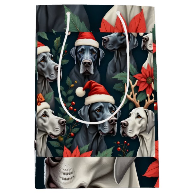 Stunning Great Dane Christmas Gift Bag (Front)