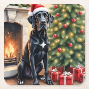 Stunning Great Dane Christmas  Square Paper Coaster