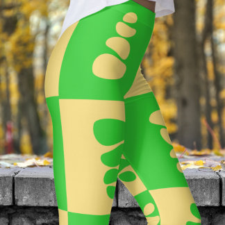 Stunning Green and Dune Pebbles Pattern Leggings