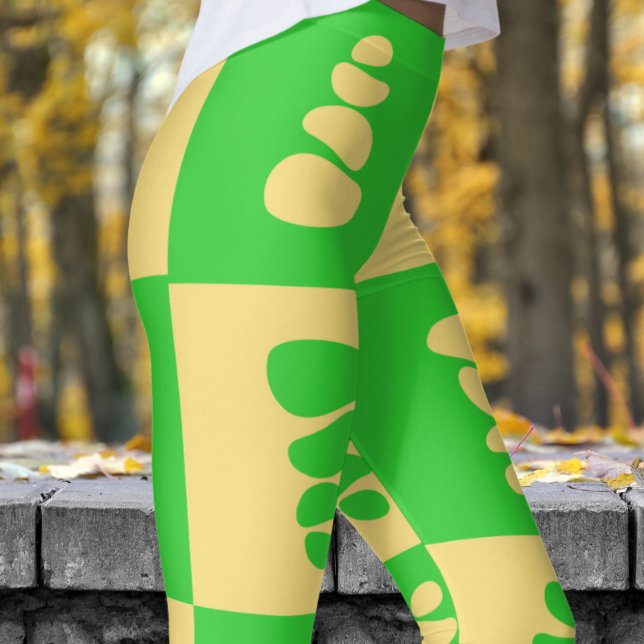 Stunning Green and Dune Pebbles Pattern Leggings (Pebbles Evergreen and Dune)
