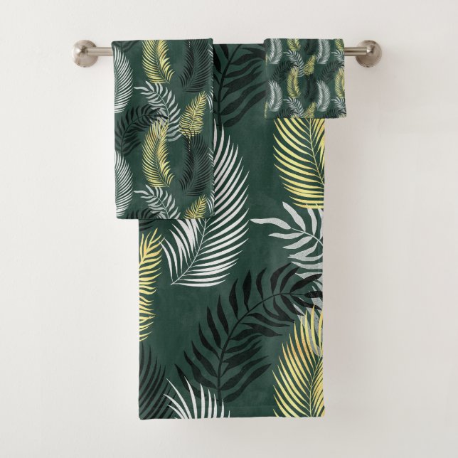 STUNNING Green Gold Black BATHROOM TOWEL SET (Insitu)