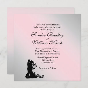 Stunning Grey and Pink Wedding Invitation