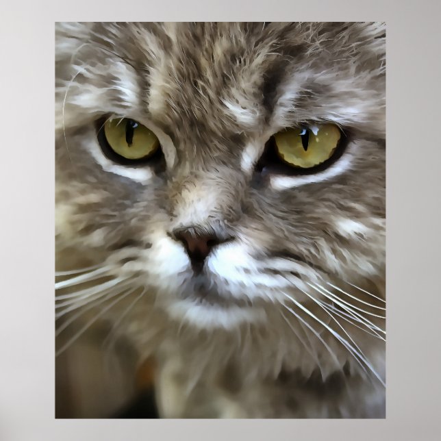 Stunning Grey Cat Pet Artistic Portrait Poster (Front)