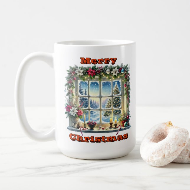 Stunning Holiday Window Display Coffee Mug (With Donut)