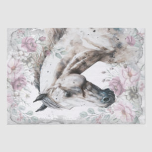 Stunning Horse Dapple Grey Floral Tissue Paper
