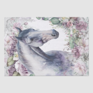 Stunning Horse Grey Floral Tissue Paper