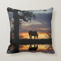 Stunning Horse Reflected in Water Sunset