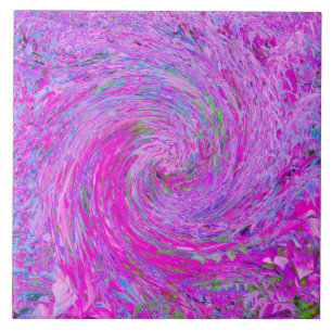 Stunning Hot Pink Abstract Swirled Foliage Wave Tile