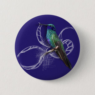 Stunning Hummingbird - personalise by adding name 6 Cm Round Badge