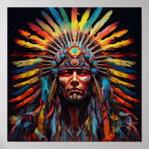 Stunning Indian head dress art print