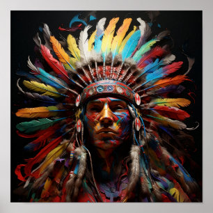 Stunning Indian head dress art print