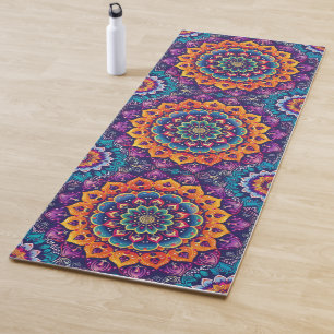 Stunning Indian Mandala  purple, orange, red, blue Yoga Mat