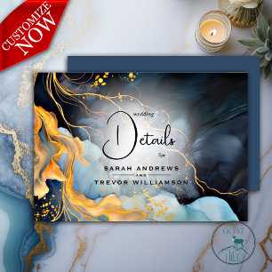 Stunning Indigo Blue and Gold Abstract Enclosure Card