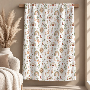 Stunning Ivory Brown Abstract Rainbow Blanket