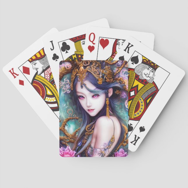 Stunning Japanese Girl Gothic Fantasy Playing Cards (Back)