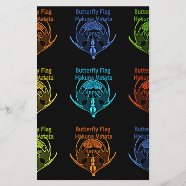 Stunning Kenyan Butterfly Flag Typography Elegant  (Front)