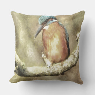 Stunning Kingfisher In Watercolor Cushion